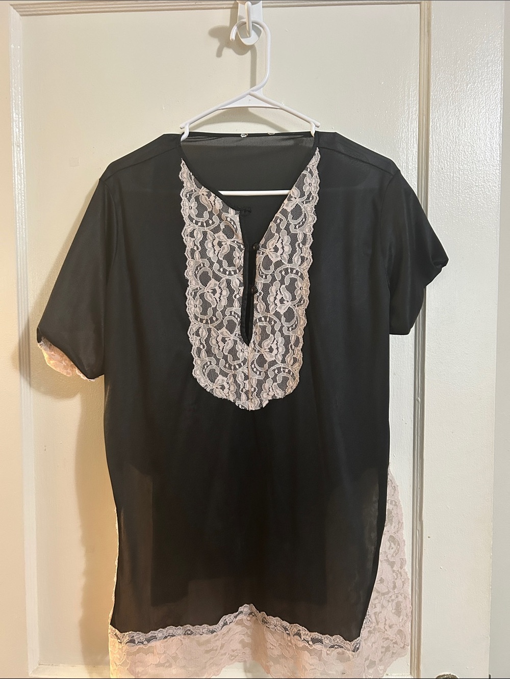 Vintage Erica Loren black lace pajama Women's Top L